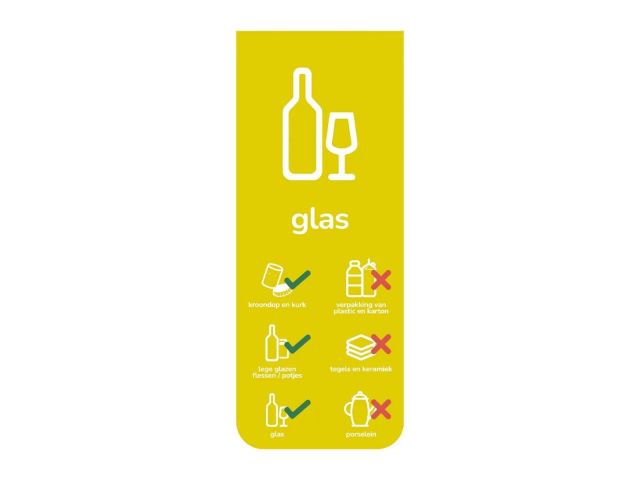 BinBin Front signing magnetisch glas Geel