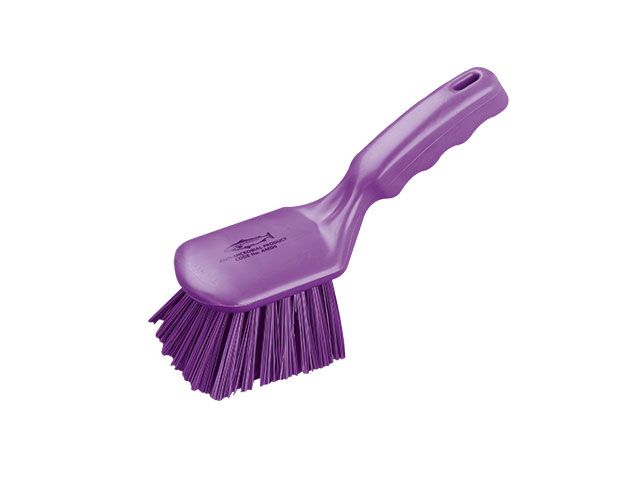 Hillbrush werkborstel korte greep anti bact. paars