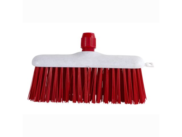 Straatbezem kunststof, zuiver pvc haar, 40 cm + steelhouder