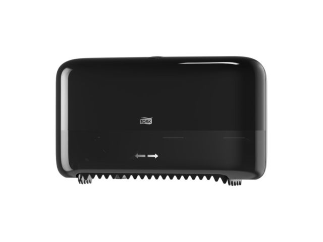 Tork Twin Hulsloos Mid-size Toiletp. Disp zwart kunststof T7