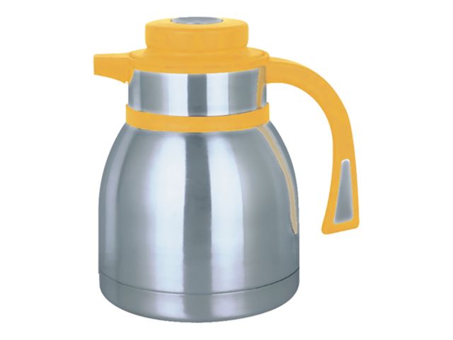 Thermoskan 1,5 L met gele drukknopsluiting