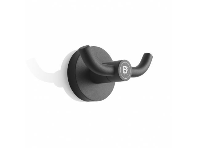 332120 BlackSatino kledinghaak metaal