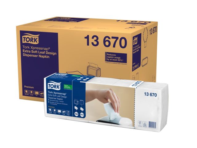 Tork Xpressnap® Extra Zacht Dispenserservet Leaf Design wit 4000 st.
