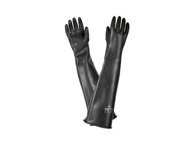 Handschoen natuurrubber zwart 60 cm ME108 mt. 10.5 (XL)